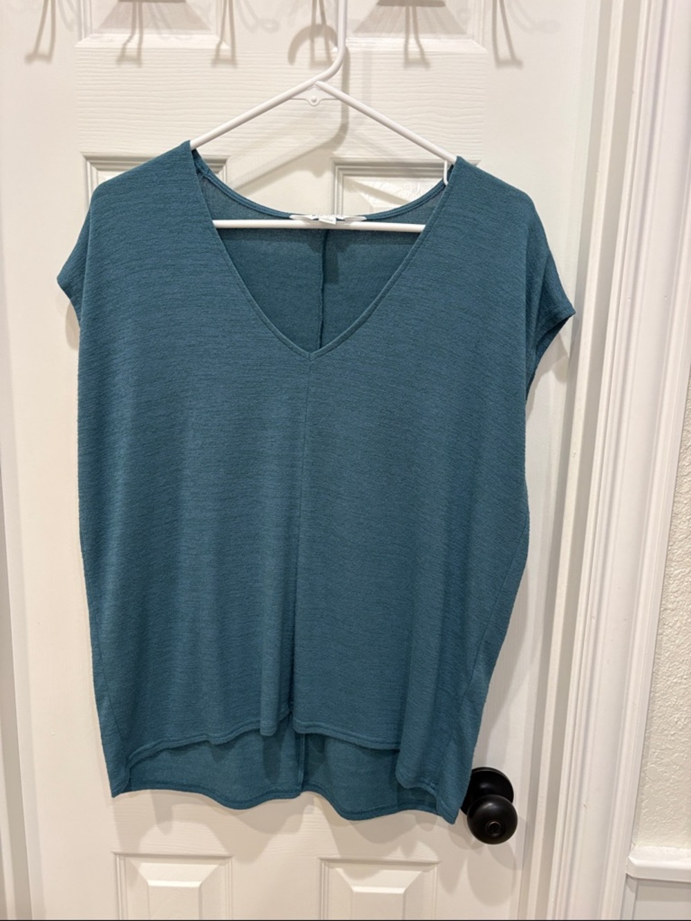 Market & Spruce Teal V-Neck Cap Sleeve Tunic Top